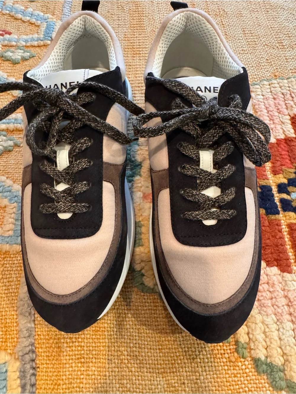 CHANEL Black and Pink Women Low-Top Sneakers